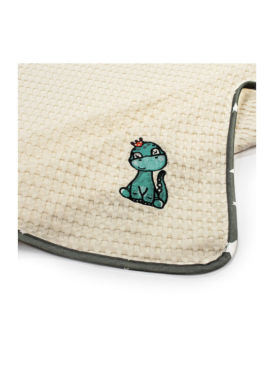 Dimcol Cot Blanket Dinosaur Waffle Ecru 100x160cm