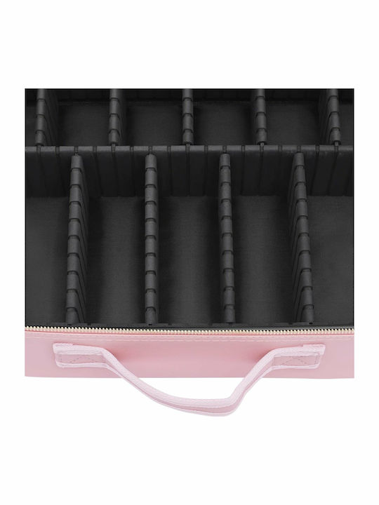 Textile Travel Bag Cosmetics Tecos Dimensions 40x29x13 Cm Double Zipper Multiple Compartments Pink
