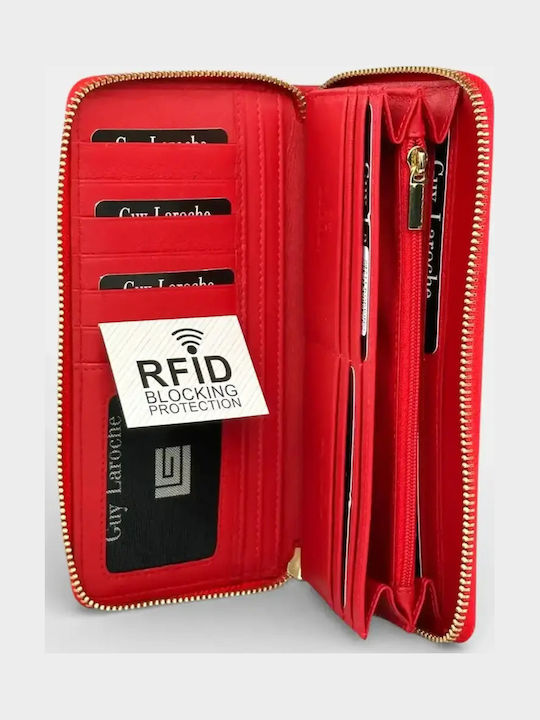 Μεγάλο Δερμάτινο Γυναικείο Πορτοφόλι με RFID Κόκκινο