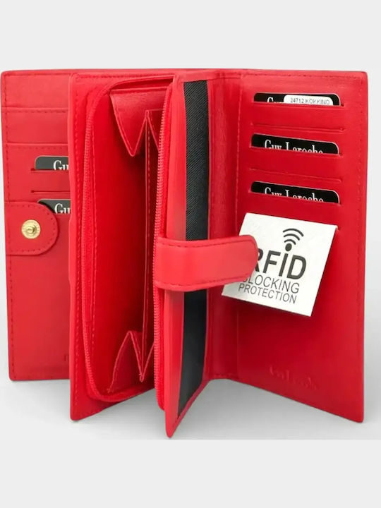 Große Leder Damenbrieftasche mit RFID Rot