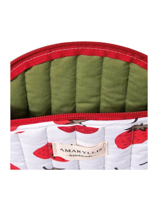 Handmade Cotton Toiletry Bag Strawberry Amaryllis Slippers Greek Made