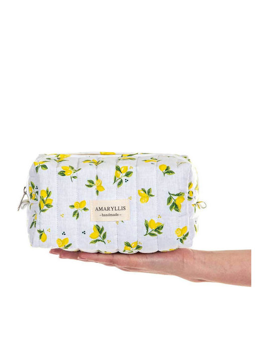 Handmade Cotton Large Toiletry Bag Lemon Print Amaryllis Slippers Greek Made