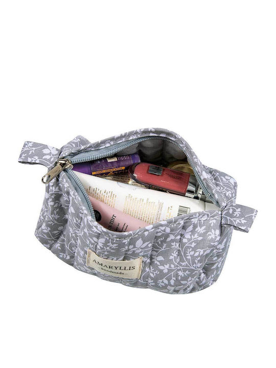 Handmade Cotton Gray Flower Toiletry Bag Trunk Amaryllis Slippers Greek Made