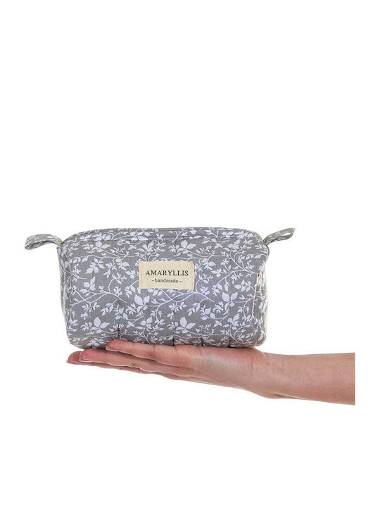 Handmade Cotton Gray Flower Toiletry Bag Trunk Amaryllis Slippers Greek Made