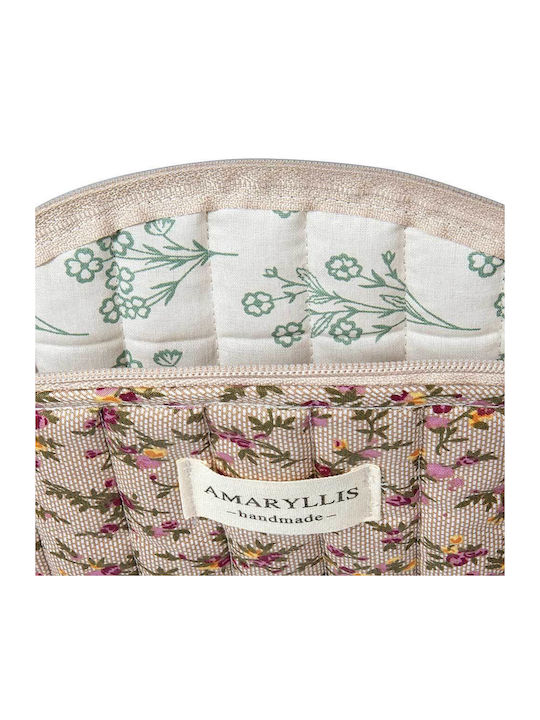 Handmade Cotton Toiletry Bag Mocha Flower Amaryllis Slippers Greek Made
