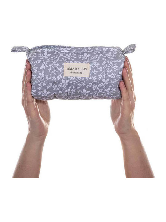 Handmade Cotton Gray Flower Toiletry Bag Trunk Amaryllis Slippers Greek Made