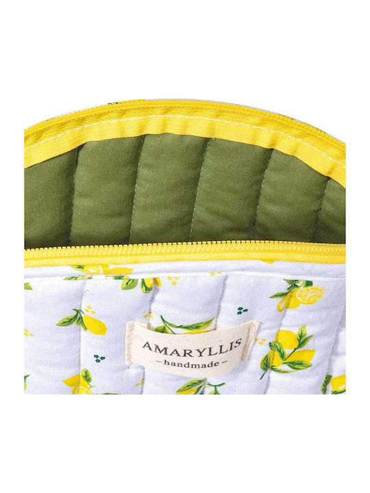 Handmade Cotton Toiletry Bag Wallet Lemons Amaryllis Slippers Greek Made