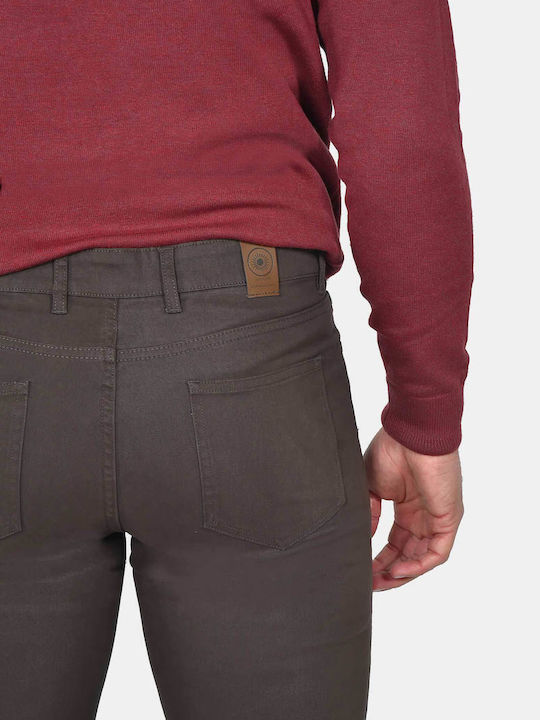 Men's Trousers Elastic Regular Fit Brown