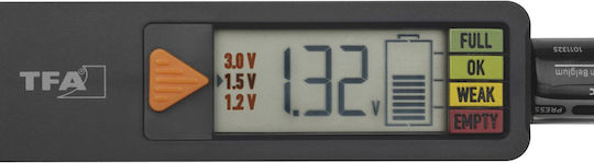 TFA 98.1126.01 Digital Battery Tester with Battery Size Adjustment Lever