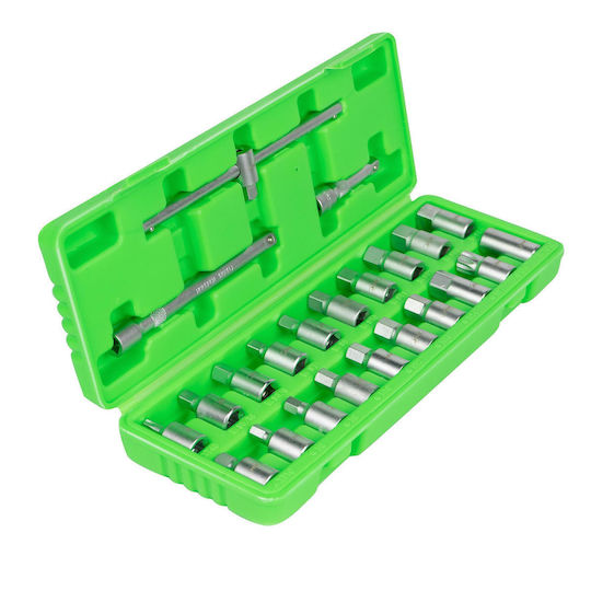 JBM Bit-Stecknüsse mit Bits Spline, Torx, Platz und Antriebsvierkant 1/4'' Set 23Stück