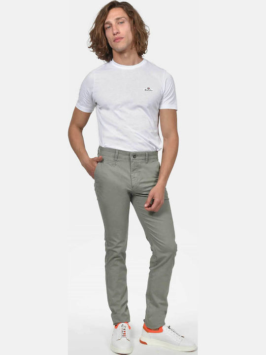 Herrenhose Chinos Elastisch Schlank Passform Olive