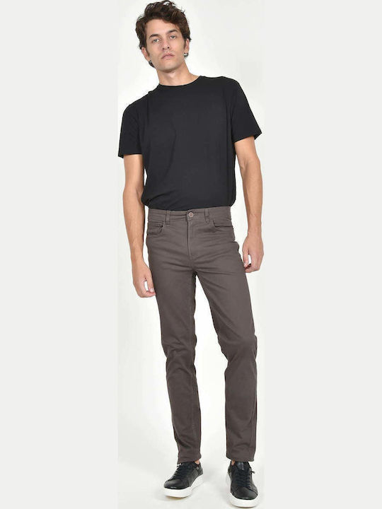 Men's Trousers Elastic Regular Fit Brown