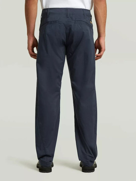 Pleated Ανδρικό Παντελόνι Chino Loose Fit Μπλε