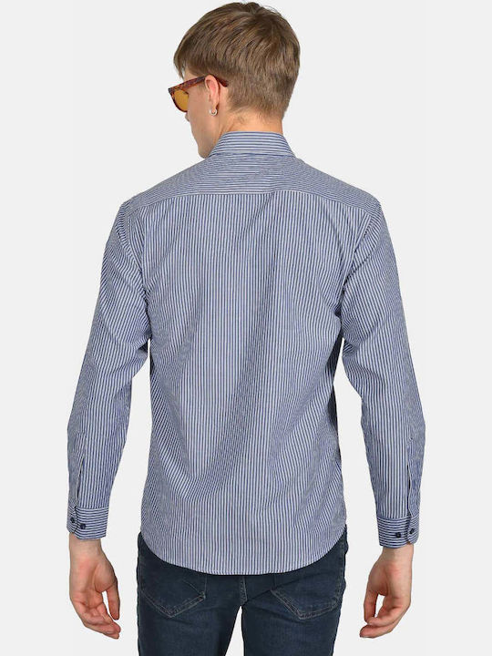 Long Sleeve Shirt in Regular Fit Striped Indigo
