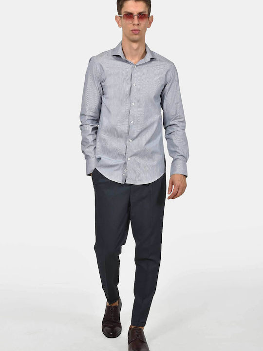 Long Sleeve Shirt in Regular Fit Striped Navy
