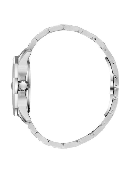 Beverly Hills Polo Club Men's Battery Watch with Silver Metal Bracelet