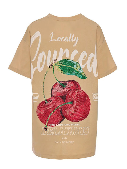 Damen Oversized T-Shirt Sand