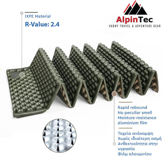 AlpinPro Foam Single Camping Sleeping Mat 192x58cm Thickness 2cm Green