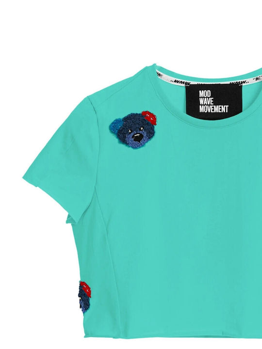 Γυναικείο Crop Top Βαμβακερό Κοντομάνικο Πράσινο
