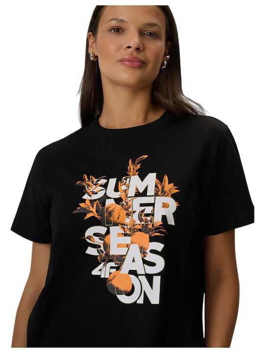 Women's Short Sleeve Black Blouse