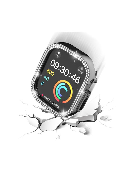 Калъф За Часовник Pc Apple Watch 1 2 3 Ultra 49мм Double Row Diamond Hollow Черен