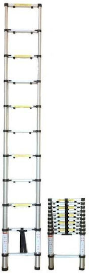 JBM Teleskopische Leiter Aluminium 9 Stufen mit maximaler Höhe 3.2m
