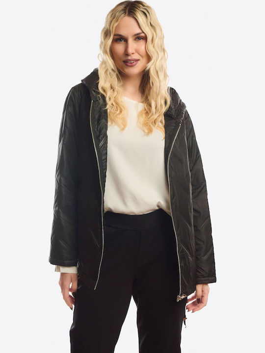 Short Women's Jacket for Winter Black