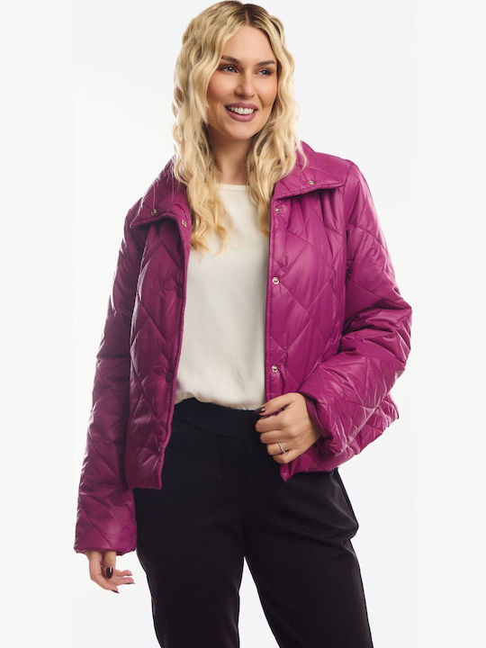 Short Women's Jacket for Spring/Autumn Fuchsia