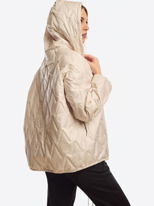 Kurze Damenjacke für Winter Beige