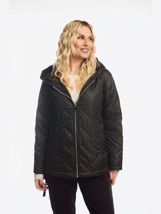 Short Women's Jacket for Winter Black