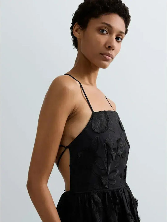 Summer Mini Evening Dress Open Back Black