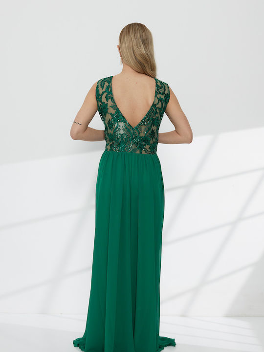 Summer Maxi Dress for Wedding / Christening with Lace Green