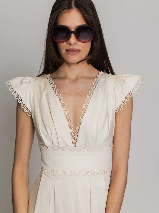 Sommer Midi Damenkleid Beiges