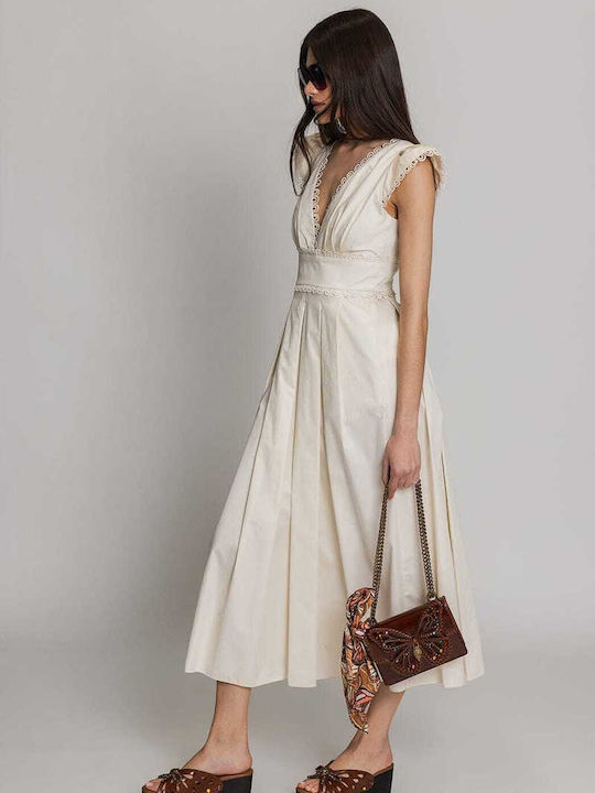 Sommer Midi Damenkleid Beiges