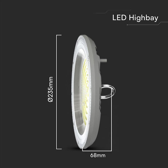V-TAC Bell Light 100W Warm White 8300lm With Built-In LED Gray Ø23.5xH3.2cm