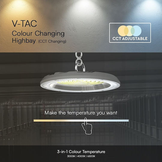 V-TAC Bell Light 100W Warm White 8300lm With Built-In LED Gray Ø23.5xH3.2cm