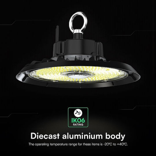 V-TAC Commercial Bell Light 100W Natural White 13500lm with Built-in LED Black Ø32.6xH32.6cm