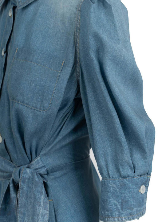 Rochii De Vară Pentru Femei Midi Rochie-Cămașă Denim Albastru