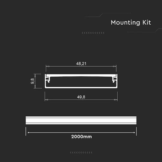 Profil De Aluminiu Led Benzi Acoperire Opală 2m 50x10mm V-tac – 24102