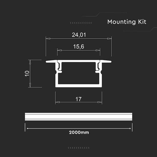 Профил Алуминий Led Тениски Опал Капак 2m 17x10mm V-tac – 24107