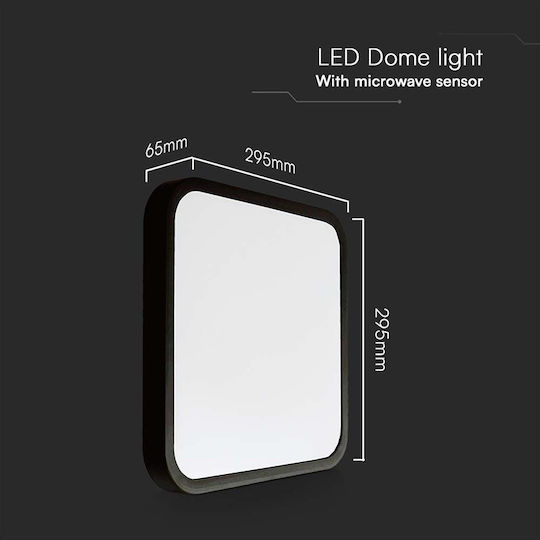 V-TAC Deckenleuchte Badezimmer 30cm Schwarz mit Integrierter LED