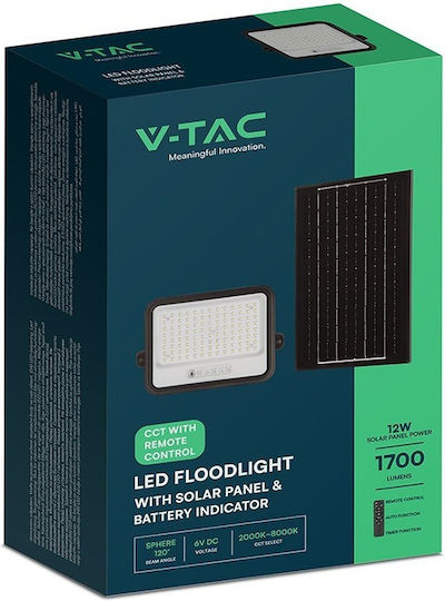 V-TAC Waterproof Solar LED Flood Light 200W Warm White 2000K With Remote Control IP65