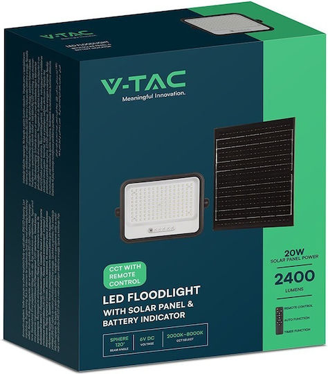 V-TAC Στεγανός Ηλιακός Προβολέας LED 300W Θερμό Λευκό 2000K IP65