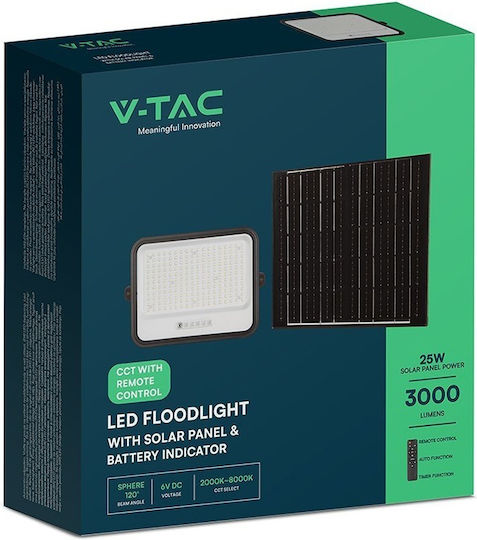 V-TAC Waterproof Solar LED Flood Light 400W Warm White 2000K with Remote Control IP65