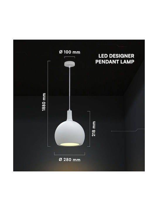 V-TAC Pendant Light White Bell with Socket E27 28x28cm