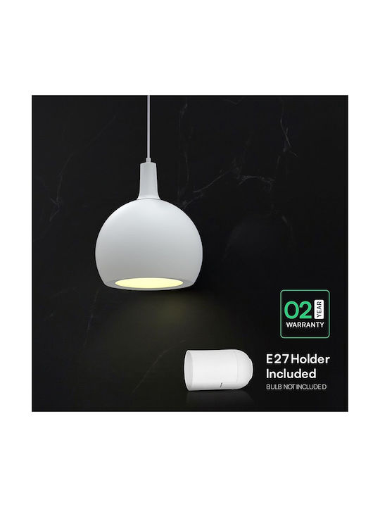 V-TAC Pendant Light White Bell with Socket E27 28x28cm