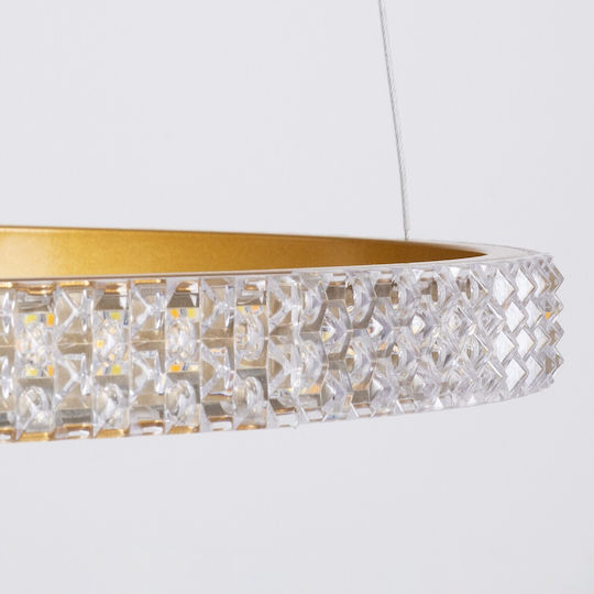 Diamond Pendant Light Gold LED with Adjustable White Light