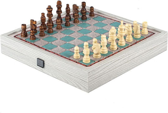 Handcrafted 5-in-1 Combo Game Collection Chess Backgammon Ludo Snakes & Checkers Hand Drawn By Manopoulos