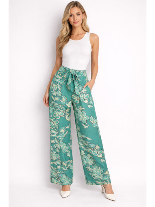 Women's Linen Pantaloons in Regular Fit Green SU-6035-7-26TR-GREEN