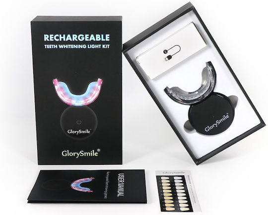 Glorysmile Kit Albire Dinti Fără Peroxid 3x 4ml Gel Lampă Led 16 Usb Reîncărcabilă Portabilă Neagră